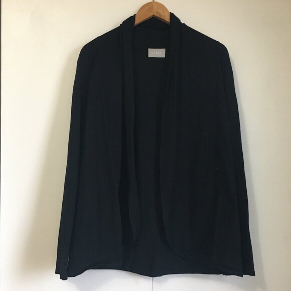 Cyrus Black Rayon Open Cardigan Size Large | Rounded Hem Career Wear Sweater - Picture 10 of 10
